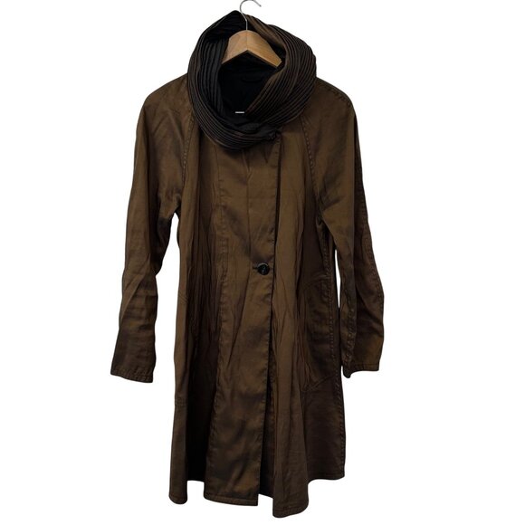 Mycra Pac Donatella Jacket Women S 6/8 Brown Black Reversible Coat Pleated Hood - Picture 2 of 10